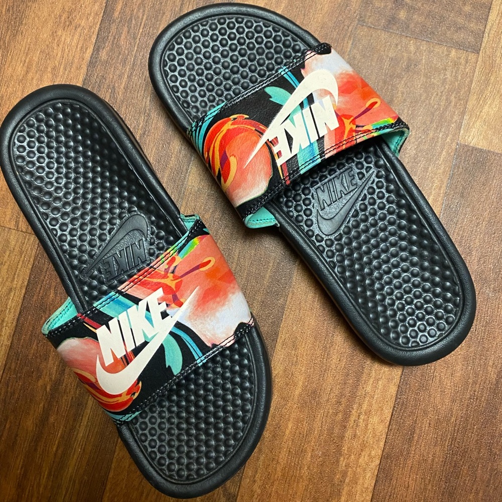 Nike Air Max Flower slides in black and multicolored #flower